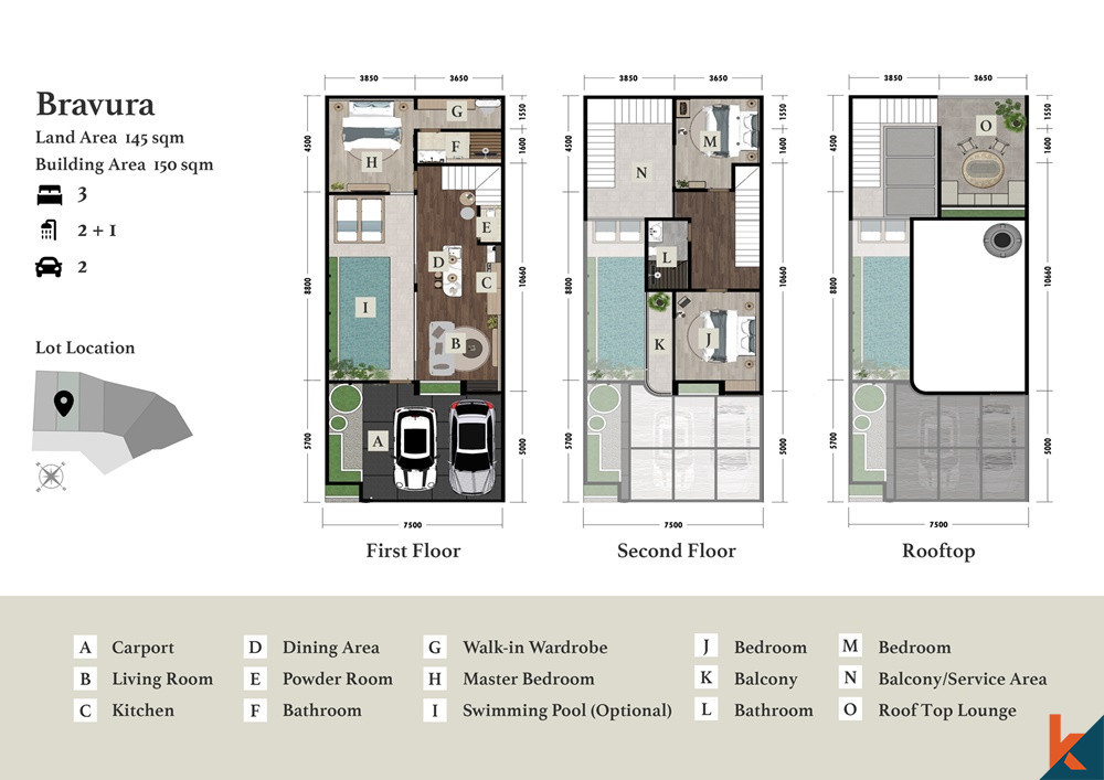 rare upcoming three bedrooms residence in cemagi for sale