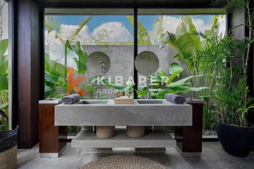 Tropical Brutalism Two-Bedroom Enclosed Living Room Villa in Premium Area the Edge of Canggu (Available 11 JUNE 2025)