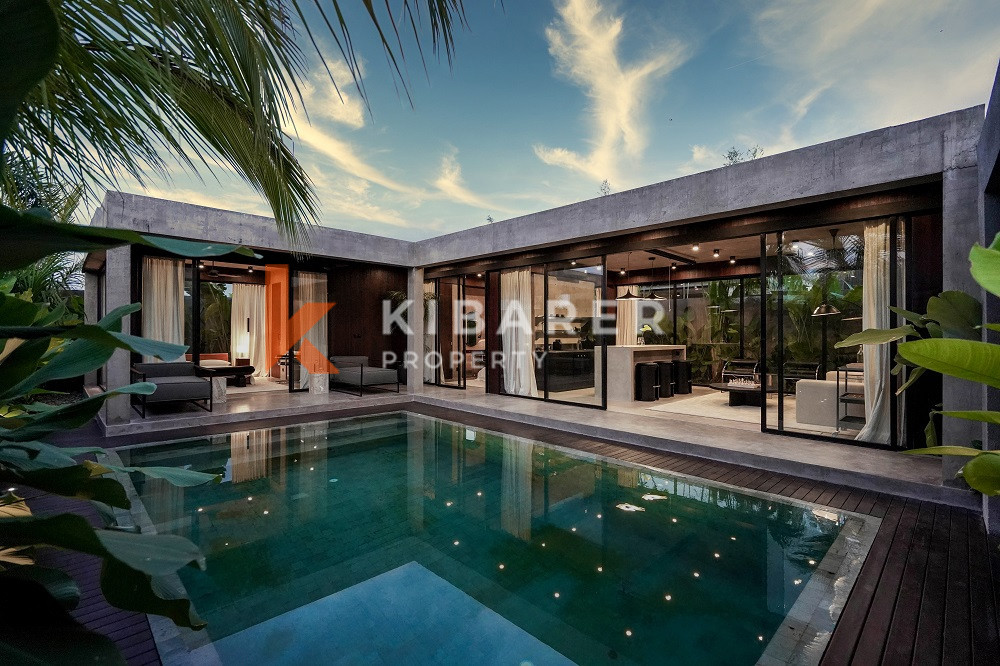 Tropical Brutalism Two-Bedroom Enclosed Living Room Villa in Premium Area the Edge of Canggu (Available 11 JUNE 2025)