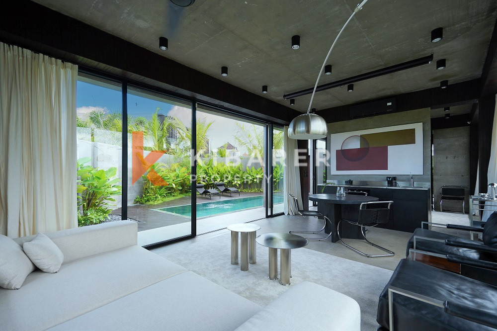 Tropical Concrete One-Bedroom Studio Enclosed Living Room Villa in Premium Area the Edge of Canggu