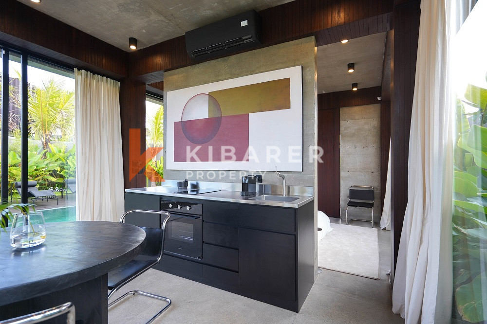 Tropical Concrete One-Bedroom Studio Enclosed Living Room Villa in Premium Area the Edge of Canggu