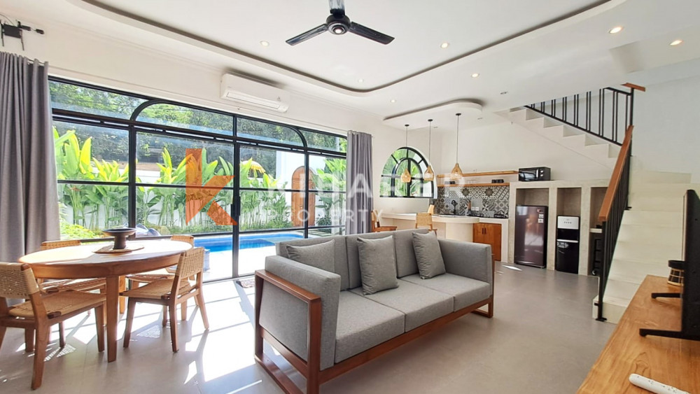 Mediterranean Two Storey Brand New Fully Furnished Two-Bedroom Enclosed Living Room Villa in Canggu Area (AVAILABLE JUL 2025)