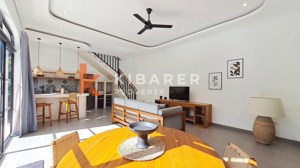 Mediterranean Two Storey Brand New Fully Furnished Two-Bedroom Enclosed Living Room Villa in Canggu Area (AVAILABLE JUL 2025)