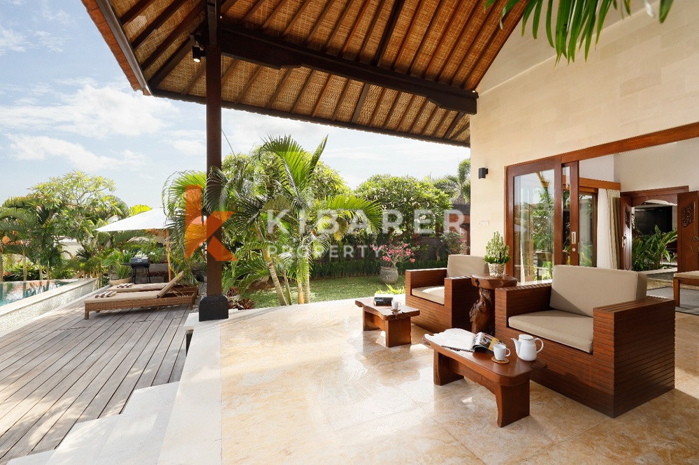 Epitome of Luxury Rustic Charm Three-Bedroom Enclosed Living Room Villa Situated in Canggu