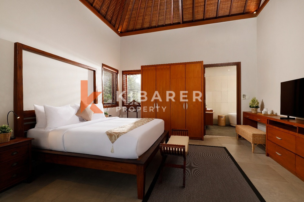 Epitome of Luxury Rustic Charm Three-Bedroom Enclosed Living Room Villa Situated in Canggu