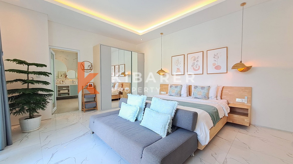 Picturesque Three Storey Three-Bedroom Villa Enclosed Living Room with Rooftop Located in Kerobokan Area