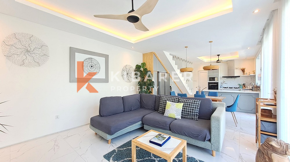 Picturesque Three Storey Three-Bedroom Villa Enclosed Living Room with Rooftop Located in Kerobokan Area