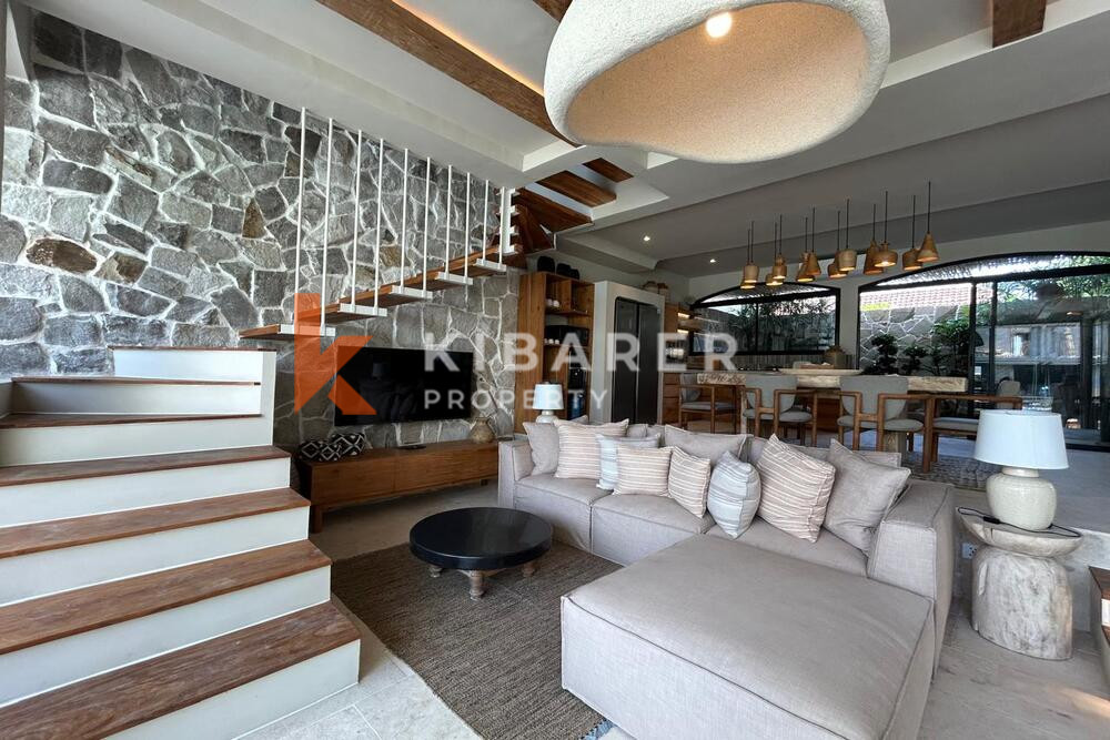 Stylish Minimalist Three Bedroom Enclosed Living Mediterranean Villa in Kerobokan