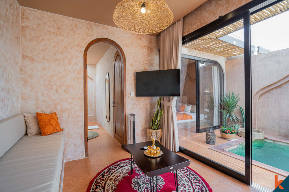 Villa de style marocain sur plan d'une chambre à louer à Pererenan